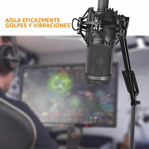 Vista 3 de SUNMON Soporte de choque AT2020, soporte de montaje de choque reduce el ruido de vibración para Audio Technica AT2020 AT2035 AT4040 AT2020USB