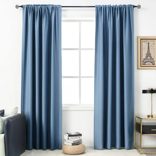 Vista 62 de DUALIFE Cortinas opacas de 45 pulgadas de largo, 2 paneles para ventanas pequeñas de dormitorio, aislamiento térmico, bolsillo para barra, cortinas
