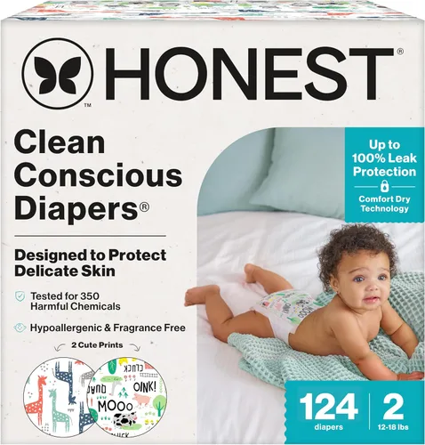 Vista 16 de The Honest Company Comfort Dry Pañales desechables para piel sensible, hasta 100% a prueba de fugas, hipoalergénicos, sin fragancia, Turtle Time