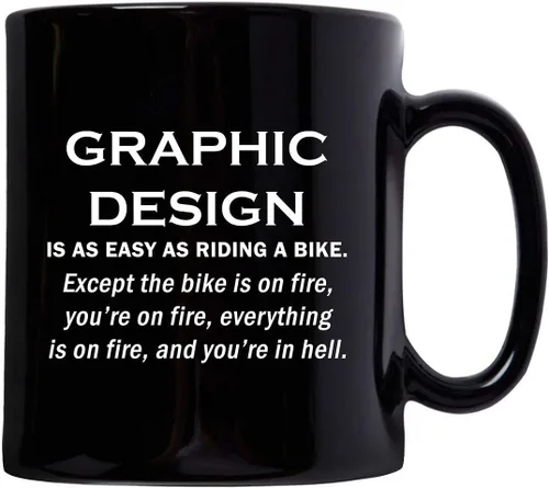 Vista 2 de Gifts for Graphic Designer Artist Mug Coffee Tea Cup 11oz Black Ceramic - Traditional Digital Illustrator 2D 3D Fine Art Student Multimedia Funny