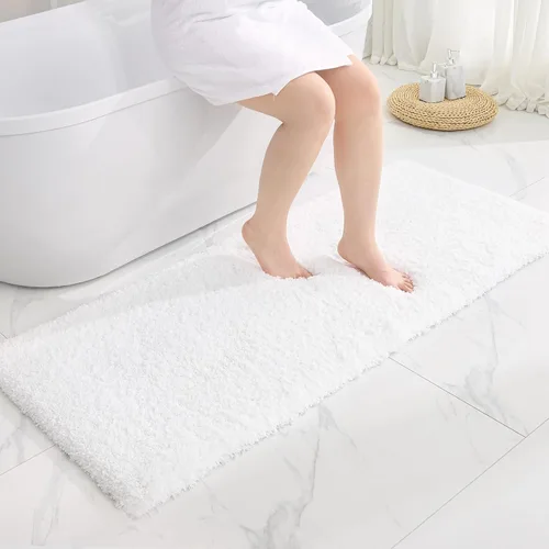 Vista 37 de Disolla - Alfombra antideslizante pequeña y esponjosa para el suelo del baño, lavable, afelpada, para ducha, absorbente, color beige, 17 x 24