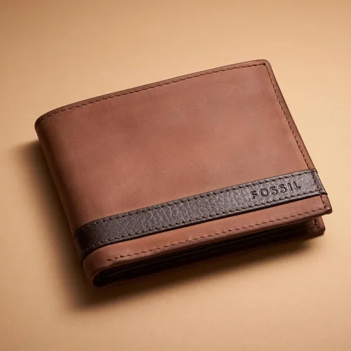 Vista 29 de Fossil Billetera plegable de cuero para hombre con ventana de identificación abatible para hombres