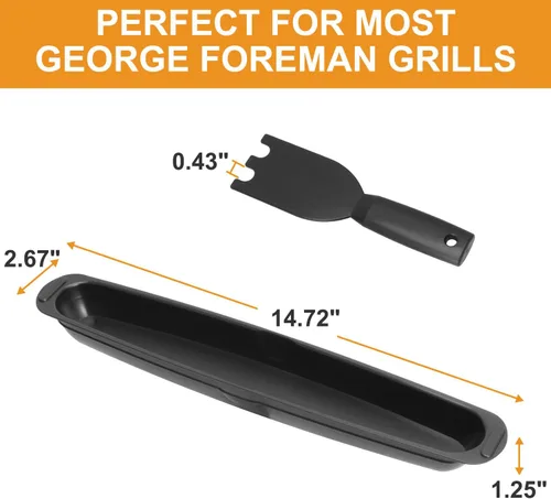 Vista 3 de Bandeja de goteo para parrilla y herramienta raspadora de sartén para accesorios de parrilla George Foreman, raspador de plástico para bandeja