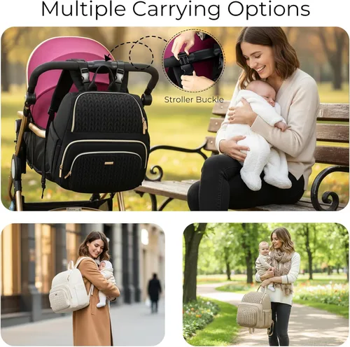 Vista 4 de MAPLELILY Mochila Bolsa de Pañales - Ligera y Elegante, Bolsa de Artículos Esenciales de Viaje para Niños, Niñas y Bebés con Cambiador, Bolsillo