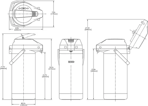 Vista 2 de Bunn Airpot de 3.8 Lt, estándar, inoxidable