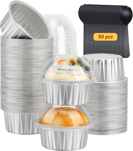Vista 8 de Free-Air Ramequines desechables de 5 onzas con tapas de cúpula, tazas de Negro