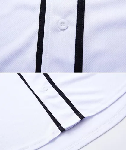 Vista 4 de babyhealthy Camiseta de béisbol en blanco con botones para hombre, camisetas de hipster, camisetas de softbol deportivo