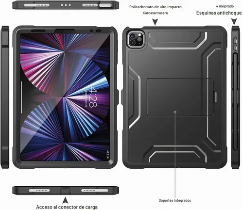 Vista 6 de Soke Funda para iPad Pro de 11 pulgadas 2022/2021/2020/2018/iPad Air de 5ª/4ª generación, protector de pantalla integrado - Compatible con carga