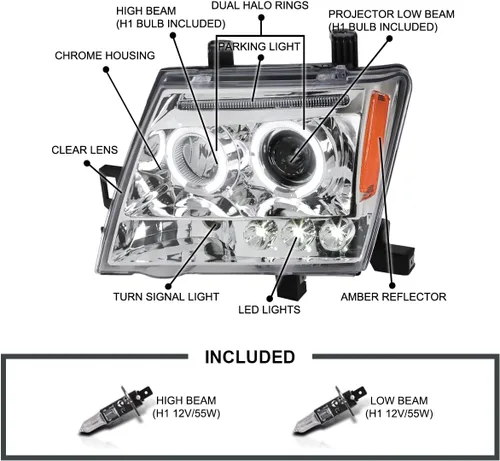 Vista 3 de SPEC-D TUNING Faros delanteros de proyector LED compatibles con Nissan Xterra 2005-2015, conjunto de faros delanteros izquierdo y derecho For