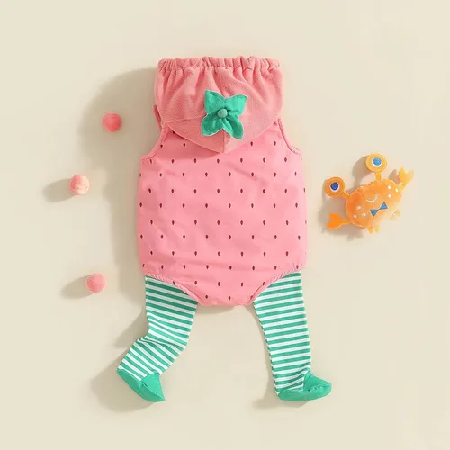 Vista 4 de Disfraz de forro polar con capucha y medias de Halloween, para bebés, niñas y niños pequeños