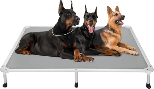 Vista 30 de Veehoo Cama elevada para perros a prueba de mordidas - Cuna elevada refrescante para mascotas - Marco de aluminio plateado y tela de malla