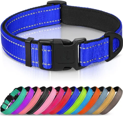 Vista 16 de Joytale - Collar reflectante para perro, collar de nailon transpirable con acolchado de neopreno suave para mascotas, ajustable para cachorros