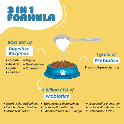Vista 4 de Probióticos para perros, probióticos para gatos, probióticos para perros, probióticos para gatos, 5 mil millones de UFC + prebióticos + enzimas