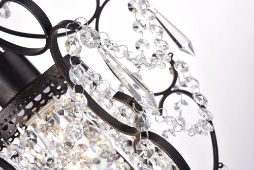 Vista 6 de Edvivi Amorette - Mini candelabro de cristal, 1 lámpara moderna y elegante de techo de bronce antiguo, iluminación colgante ajustable para armario