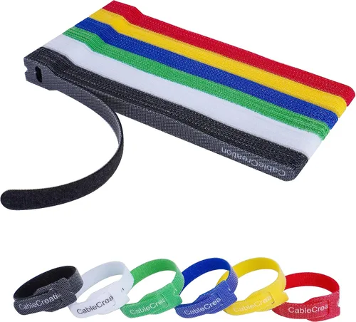 Vista 9 de CableCreation Bridas para cables, resistentes correas autoadhesivas con pegamento trasero, correas de gestión de cables, organizador de cables