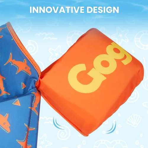 Vista 6 de Gogokids Chaleco de natación para niños, flotadores para niños de 20 a 50 libras, ayuda a la natación con alas de agua y correa para el hombro