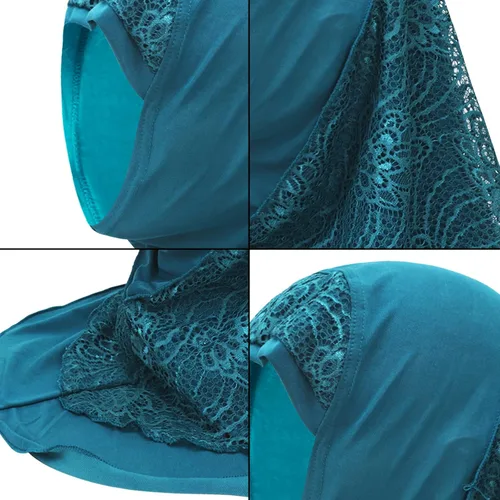 Vista 7 de Hijab musulmán instantáneo de una pieza para la cabeza, bufanda islámica, cubierta completa, turbante de encaje, gorro de chal