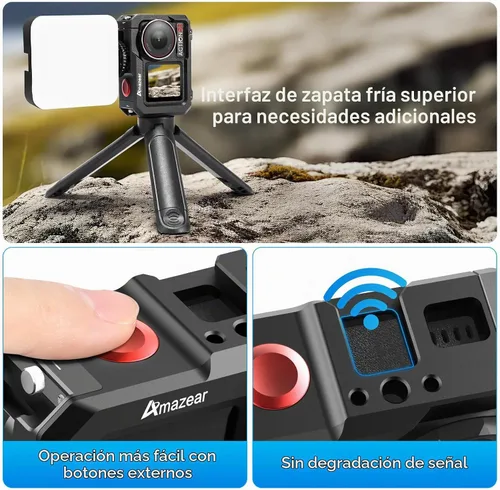 Vista 5 de AMAZEAR Jaula de metal para DJI Osmo Action 5 Pro, DJI Action3/4/5 Pro Premium Accessories Funda protectora multifunción carcasa de aluminio