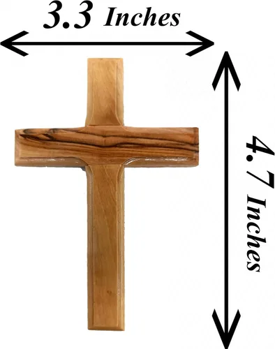 Vista 3 de Cruz de pared de madera de olivo de Zuluf de Belén 12 cm Hecha a mano, decoración cristiana y católica, regalo navideño para colgar en la pared