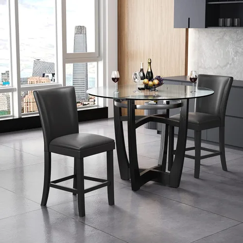 Vista 3 de Juego de 2 taburetes de barra de mostrador, sillas de bar de madera maciza, con capacidad para hasta 250 libras, sillas de comedor de 40 pulgadas