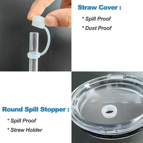 Vista 10 de LUOLAO Tapón de silicona contra derrames para vaso de paja YETI, con tapa