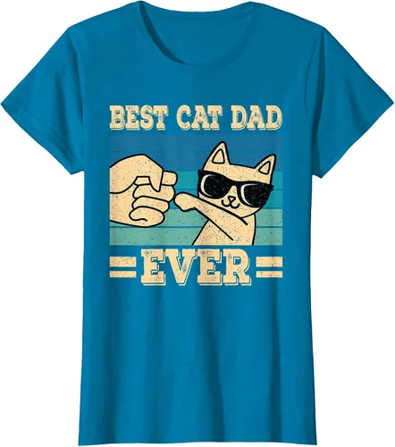 Vista 35 de Best Cat Dad Ever Vintage Funny Cat Lover Retro Men T-Shirt Asphalt Grey
