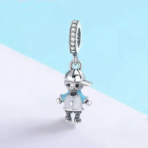 Vista 2 de ABAOLA Abalorios colgantes de plata de ley 925 para niños o niñas para pulsera y collar de moda, Plata esterlina