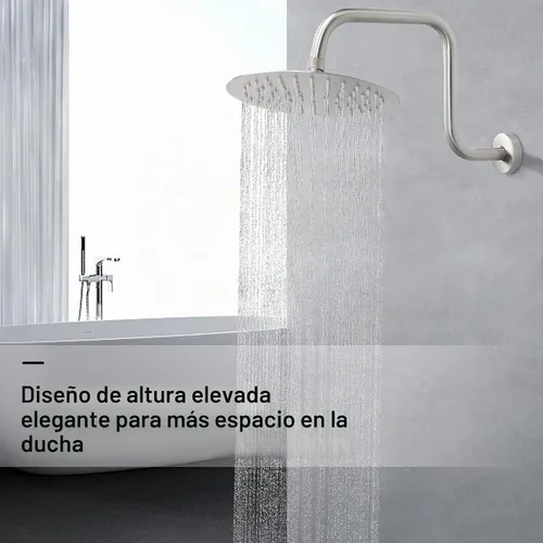 Vista 7 de NearMoon Brazo de extensión de ducha en forma de S con brida, tubo extensor de cabezal de ducha de altura alta de acero inoxidable, extensión