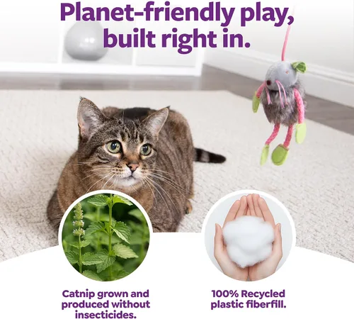 Vista 5 de SmartyKat Juguetes de peluche para gatos con forma de ratón hinchable, 3 unidades, multicolor, 3