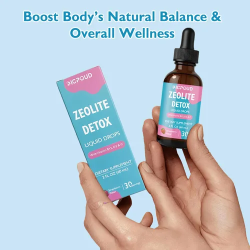 Vista 5 de Zeolite Detox para niños y adultos – Gotas líquidas de zeolita de clinoptilolita pura con vitamina B12, C y D3 – Limpieza diaria suave