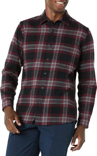 Vista 34 de Amazon Essentials Camisas de franela de manga larga para hombre, corte ajustado, a cuadros con botones