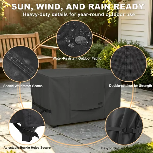 Vista 3 de NettyPro Cubierta de caja de cubierta impermeable para banco de almacenamiento al aire libre para caja rectangular de 46 x 16 x 22 pulgadas