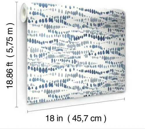 Vista 6 de RoomMates RMK11761RL - Papel tapiz de líneas punteadas azul marino y blanco, rollo