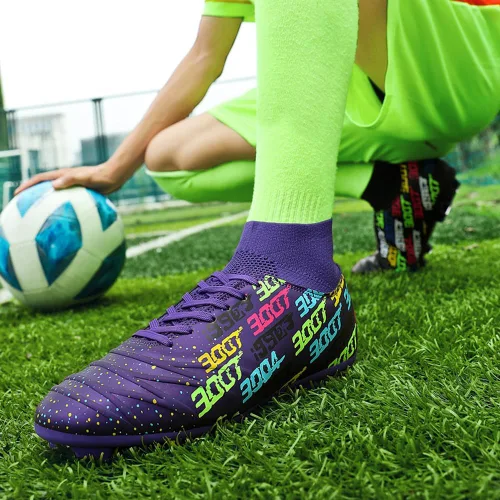 Vista 3 de MAUGELY Zapatos de fútbol para hombre con tacos firmes, atléticos, ligeros, para correr, césped al aire libre, cómodos zapatos de fútbol
