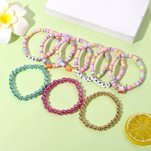Vista 209 de Surfer Heishi - Pulseras apilables para mujer, apilables, de vinilo arcoíris, disco de arcilla, pulseras elásticas para la amistad, joyería bohemia