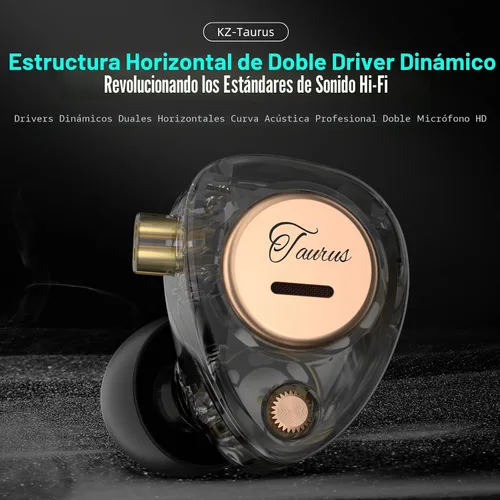 Vista 2 de KZ Taurus iems para juegos con micrófono, negro transparente claro negro