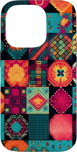 Vista 17 de Inspirado en el edredón de retazos para iPhone 16 Amante del acolchado Funda bohemia colorida