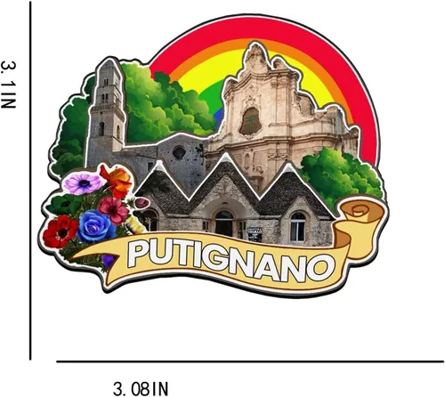 Vista 3 de Putignano Puglia - Imán de madera para nevera, diseño de Italia, monumentos 3D, recuerdos coleccionables, decoración hecha a mano -2593