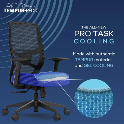 Vista 3 de Tempur-Pedic ProTask - Silla de oficina ejecutiva con capa de gel refrescante y soporte lumbar integrado, silla de escritorio ergonómica de malla