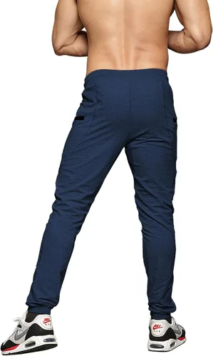 Vista 3 de MAIKANONG Pantalones deportivos ajustados para hombre, pantalones de entrenamiento para gimnasio, correr, atletismo, casual