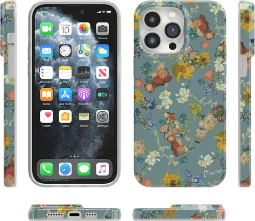 Vista 8 de Casely Funda para iPhone 14 Pro Flores de Van Gogh El 50 aniversario del Museo Van Gogh Compatible con MagSafe