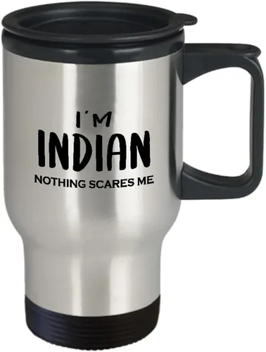 Vista 2 de Im Indian Travel Mug Insulated Coffee Tumbler - India Pride National Heritage Nationality Human Race Indian Roots Funny Cute Gag Gifts Idea