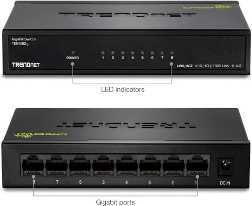 Vista 4 de Carcasa de plástico interruptor Trendnet GREENnet de Unmanaged Gigabit escritorio, Negro, 1