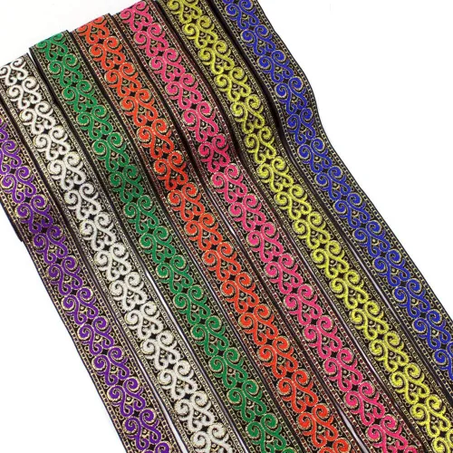 Vista 3 de MSCFTFB Patrones de palmette - Cinta de jacquard tejida con flecos para accesorios de ropa, correas de adorno, cinturones, collares, manualidades