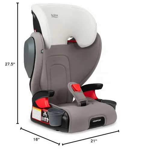 Vista 10 de Britax Highpoint - Asiento elevador de posicionamiento con cinturón y sin espaldar, SafeWash, gris ombré