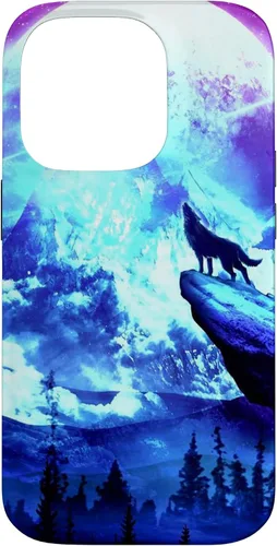 Vista 17 de Funda para iPhone 16 Wolf Mountain Pine Forest Moon Purple Galaxy