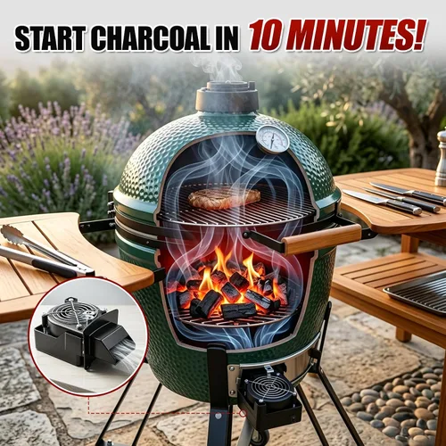 Vista 2 de DC12V BBQ Fire Starter Soplador de aire para huevo verde grande y Kamado