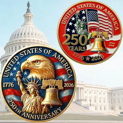 Vista 10 de America - Moneda conmemorativa del 250 aniversario, desafío de 250 aniversario de Estados Unidos, para patriotismo, moneda de aniversario