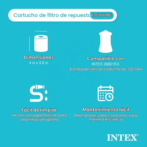Vista 4 de Intex 29007E Repuesto de cartucho H para filtro de alberca, 6