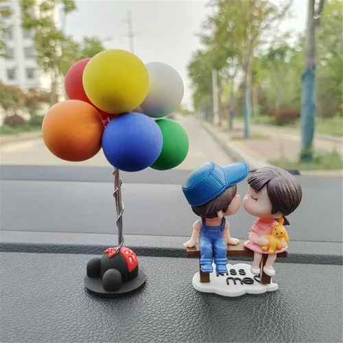Vista 12 de Lindos adornos para parejas, bonita decoración de automóvil, bonita decoración de automóvil para pareja, figura de acción, adorno navideño para 1
